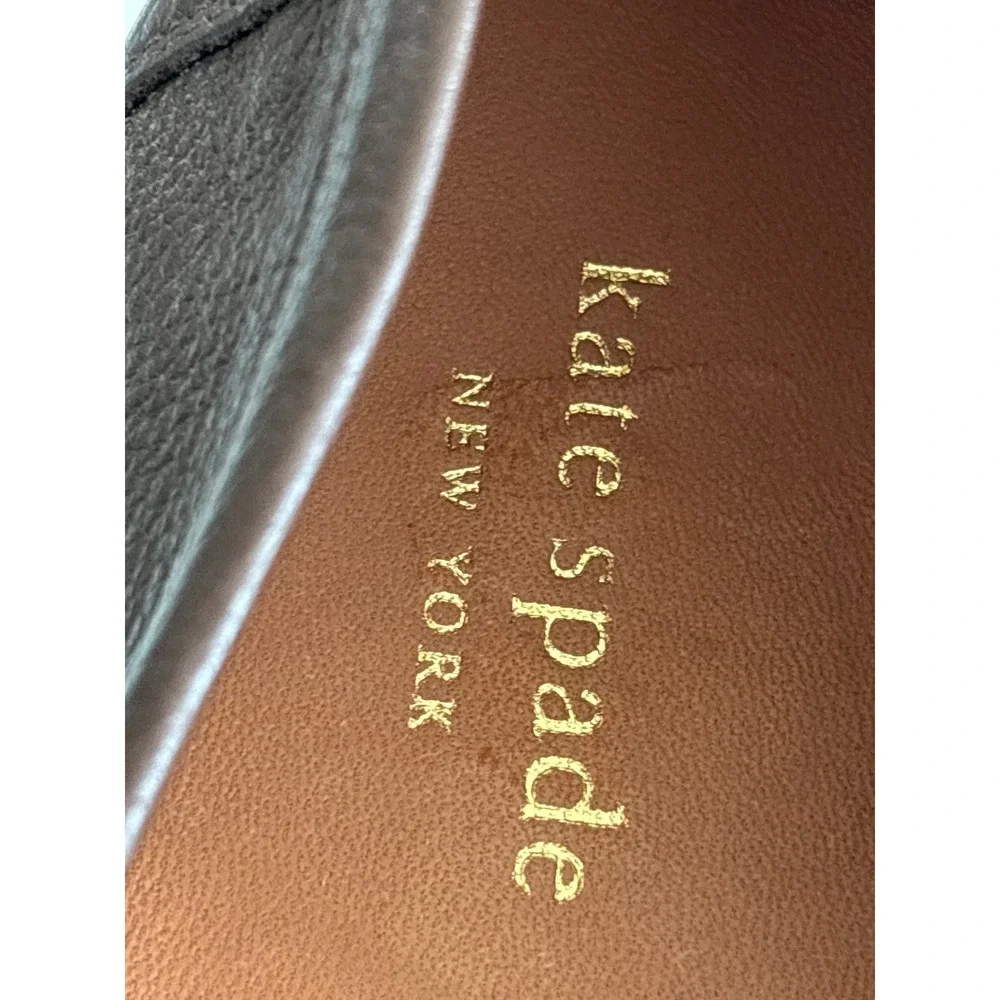 Kate Spade New York Carson Brown Pebbled Leather Flat Loafers Gold Hardware 7M